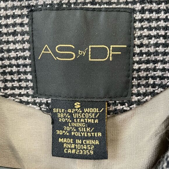 AS by DF Black and Tan Wool Blend Houndstooth Blazer - Picture 10 of 14